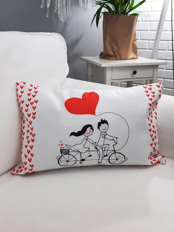 Sevgililer Günü Temalı Kırlent Kılıfı 35x55cm