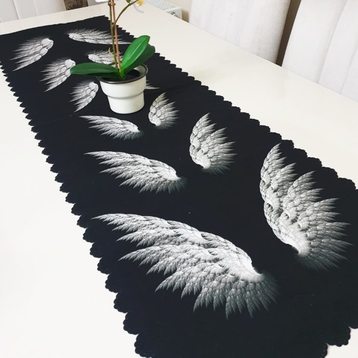 Angel Siyah Beyaz Model Dekoratif Runner 40x140cm