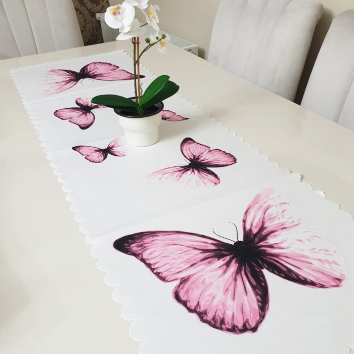 Renkli Kelebekler Model Dekoratif Runner 40x140cm