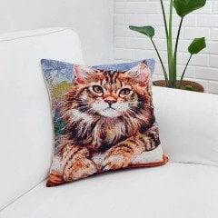 Goblen Dokuma Kırlent Kılıfı 43x43cm