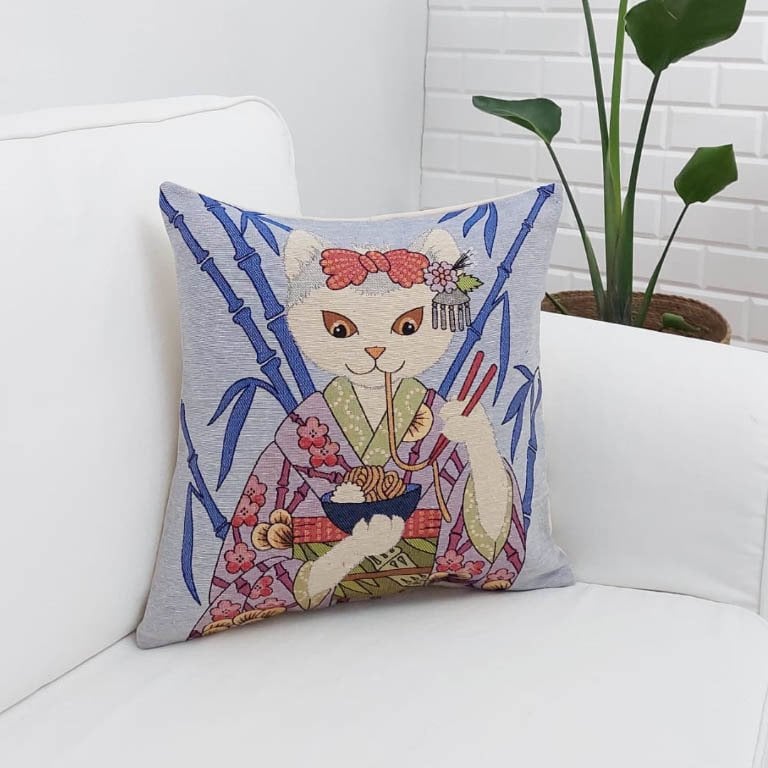 Goblen Dokuma Kırlent Kılıfı 43x43cm