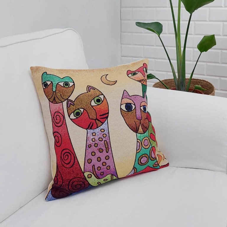Goblen Dokuma Kırlent Kılıfı 43x43cm