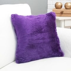 Peluş Kırlent Kılıfı Mor 43x43cm