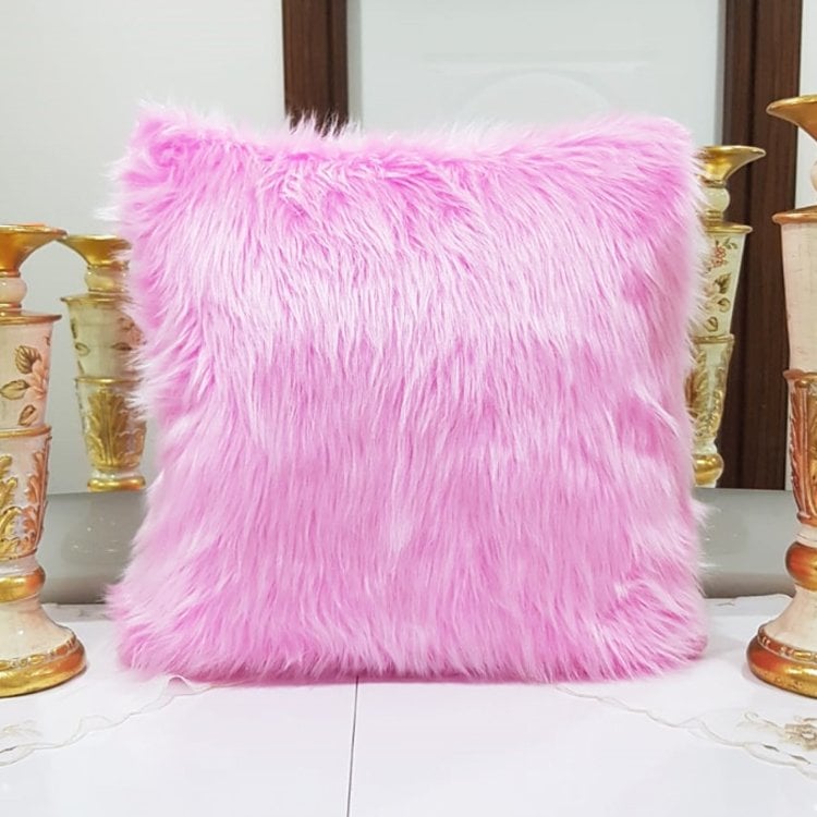 Peluş Kırlent Kılıfı Pembe 43x43cm