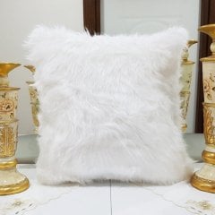 Peluş Kırlent Kılıfı Beyaz 43x43cm