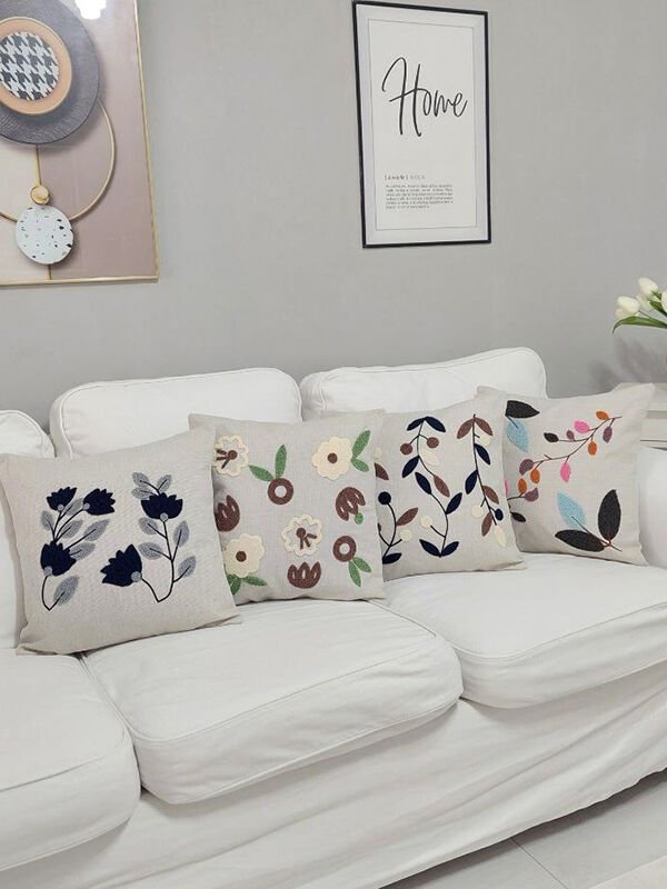Nakış İşleme Punch Kırlent Kılıfı 4'lü Set