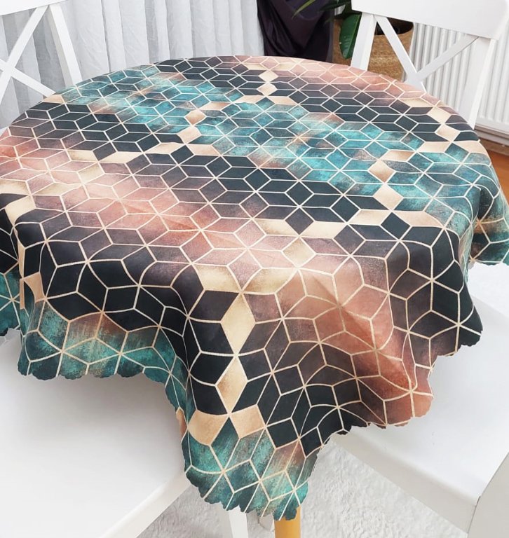 Küpler Desen Kare Masa Örtüsü 140x140cm