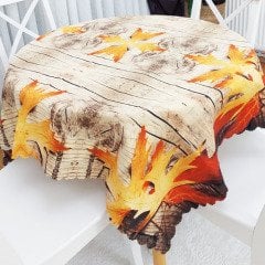 Kuru Yaprak Desen Kare Masa Örtüsü 140x140cm