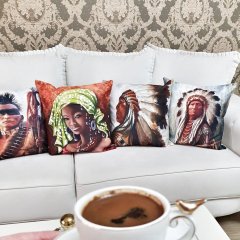 Kızılderili Kırlent 4 lü Kombin Set