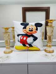 Kırmızı & Siyah Miki Mouse Desenli Dekoratif Kırlent Kılıfı