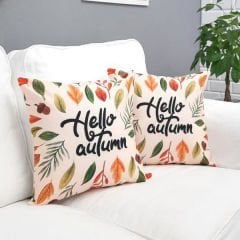 Sonbahar Temalı Kırlent Kılıfı 2li Kombin Set