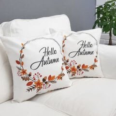 Sonbahar Temalı Kırlent Kılıfı 2li Kombin Set