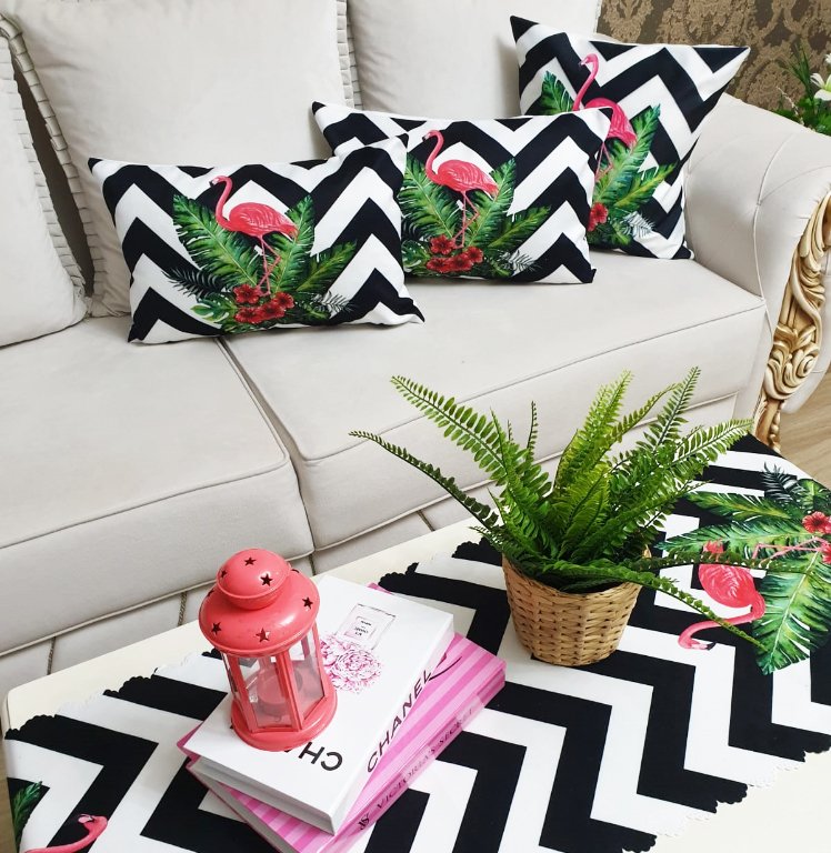 Tropikal Zigzag Desen 4 lü Kombin Set