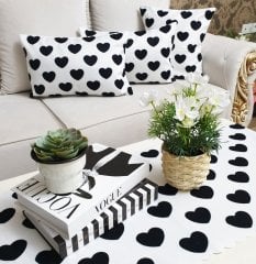 Trend Kalp Desen Siyah Beyaz 4 lü Kombin Set