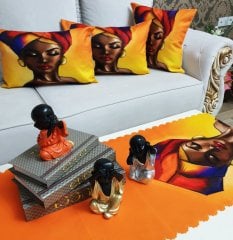 Afrikalı Kadın Baskılı 4 lü Kombin Set