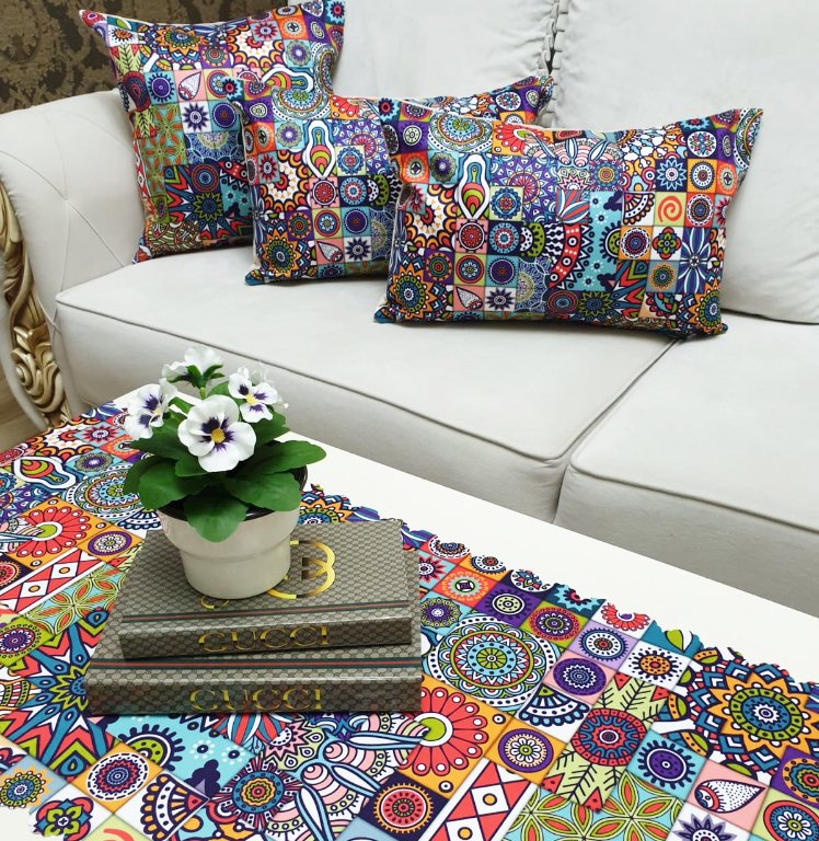 Çini Motif Baskılı 4 lü Kombin Set