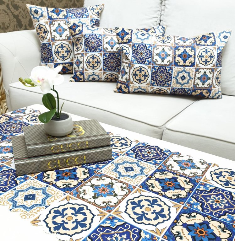 Çini Motif Baskılı 4 lü Kombin Set