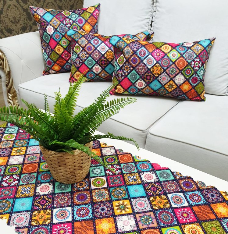 Çini Motif Baskılı 4 lü Kombin Set