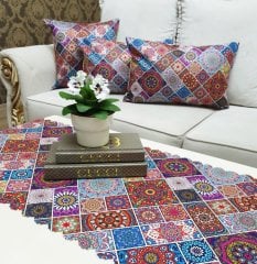 Çini Motif Baskılı 4 lü Kombin Set
