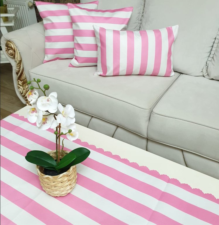 Trend Piyano Desen Pembe Beyaz 4 lü Kombin Set