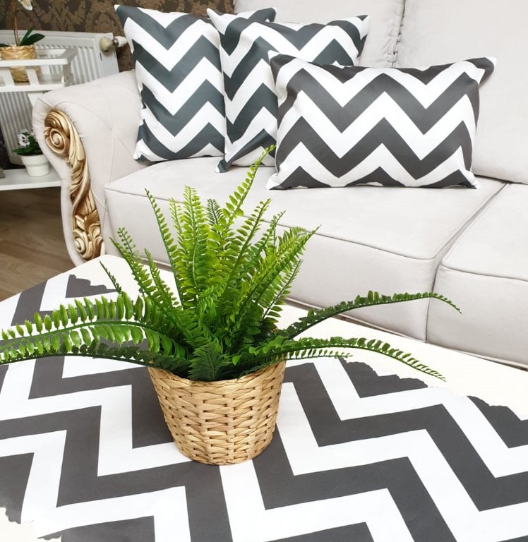 Zigzag Desen Gri Beyaz 4 lü Kombin Set