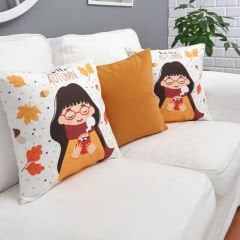 Sonbahar Temalı Kırlent Kılıfı 3'lü Kombin Set