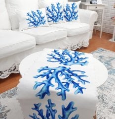 Marin Mavi Mercan Baskılı 4 lü Kombin Set