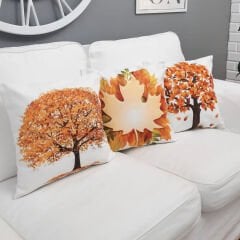 Sonbahar Temalı Kırlent Kılıfı 3'lü Kombin Set
