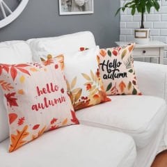 Sonbahar Temalı Kırlent Kılıfı 3'lü Kombin Set