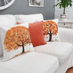 Sonbahar Temalı Kırlent Kılıfı 3'lü Kombin Set