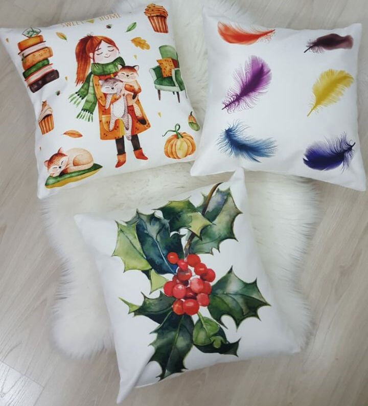 Sonbahar Temalı Kırlent Kılıfı 3'lü Kombin Set