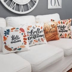 Sonbahar Temalı Kırlent Kılıfı 4'lü Kombin Set