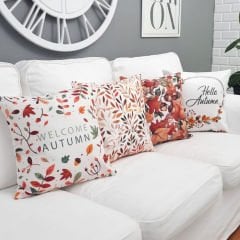 Sonbahar Temalı Kırlent Kılıfı 4'lü Kombin Set