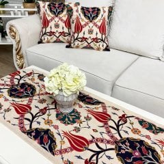Goblen Dokuma Kırlent Kılıfı ve Runner 2+1 Set