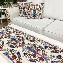 Goblen Dokuma Kırlent Kılıfı ve Runner 2+1 Set