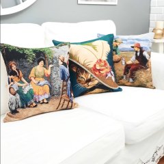 Goblen Dokuma Kırlent Kılıfı 3lü Tablo Kombin Set