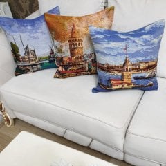 Goblen Dokuma Kırlent Kılıfı 3lü Kombin Set