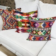 Goblen Dokuma Kırlent Kılıfı 3lü Kombin Set