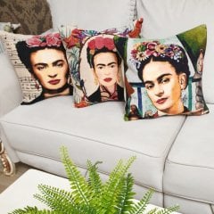 Goblen Dokuma Kırlent Kılıfı 3lü Frida Kombin Set