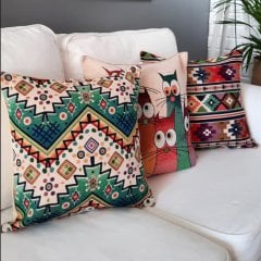 Goblen Dokuma Kırlent Kılıfı 3lü Karışık Kombin Set