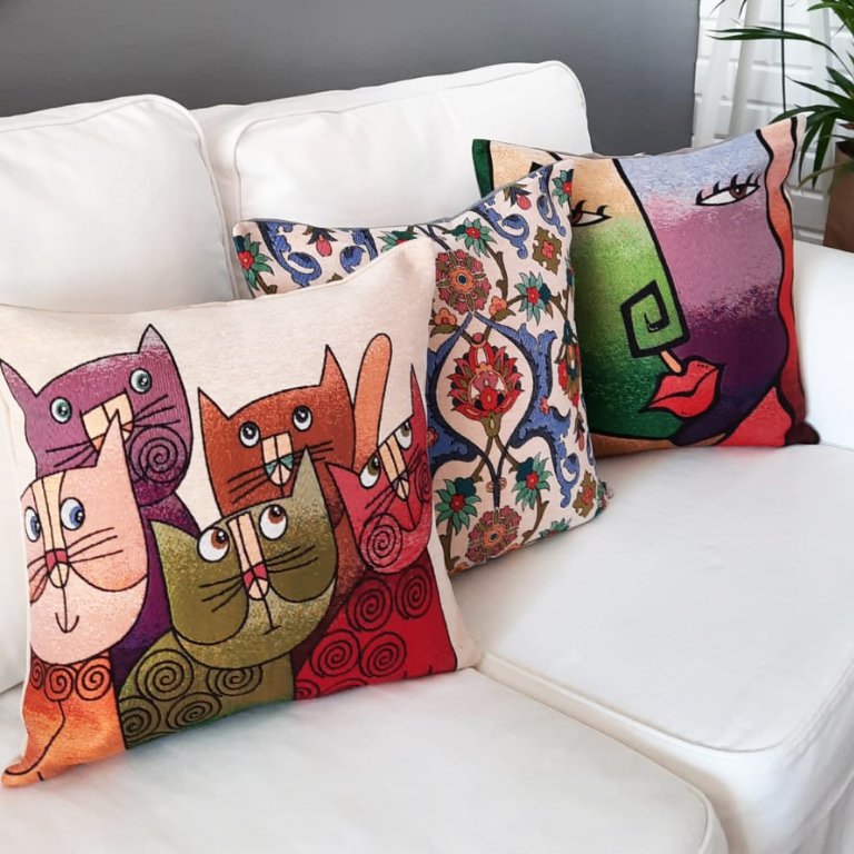 Goblen Dokuma Kırlent Kılıfı 3lü Karışık Kombin Set