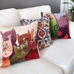 Goblen Dokuma Kırlent Kılıfı 3lü Karışık Kombin Set