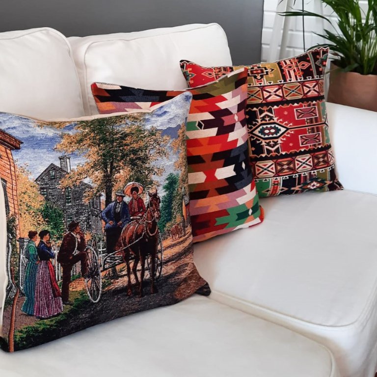 Goblen Dokuma Kırlent Kılıfı 3lü Karışık Kombin Set