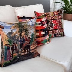 Goblen Dokuma Kırlent Kılıfı 3lü Karışık Kombin Set
