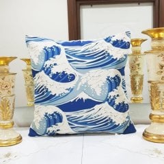 Marin Dalga Desenli Kırlent Kılıfı 43x43cm