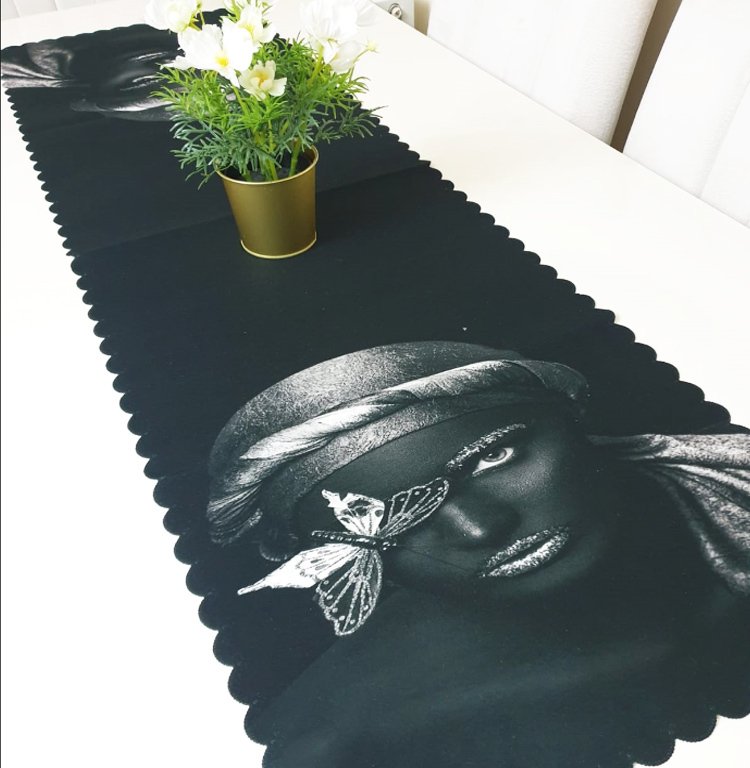 Black Face Dekoratif Runner Örtü 40x140cm