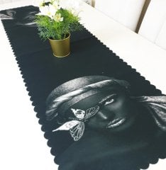 Black Face Dekoratif Runner Örtü 40x140cm