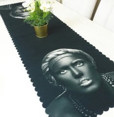 Black Face Dekoratif Runner Örtü 40x140cm