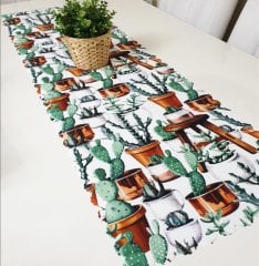 Kaktüsler Dekoratif Runner Örtü 40x140cm