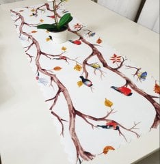 Ağaçtaki Kuşlar Dekoratif Runner Örtü 40x140cm